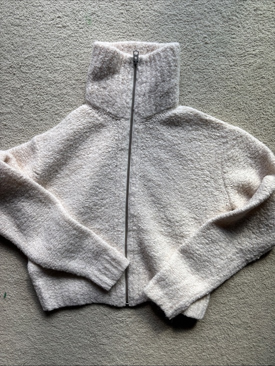 Wilfred Jackets & Blazers - Wilfred Free Cozy High-Neck Zip Jacket in Light Cream